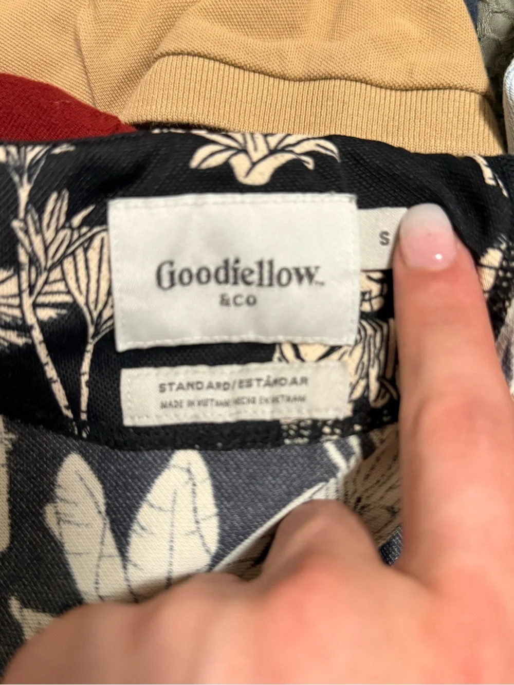 Goodfellow & Co Black Polo with Cream Floral Print